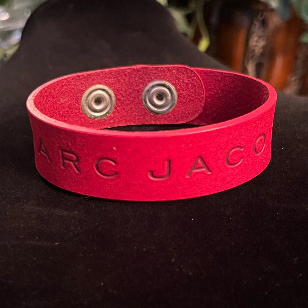 Marc Jacobs Red Leather Adjustable Snap Bracelet